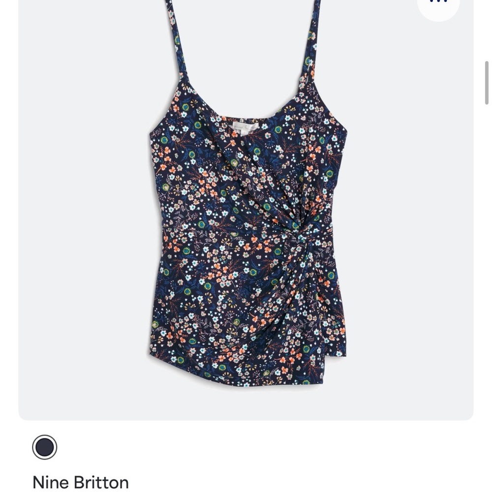 Nine Britton Floral Navy Tank Top